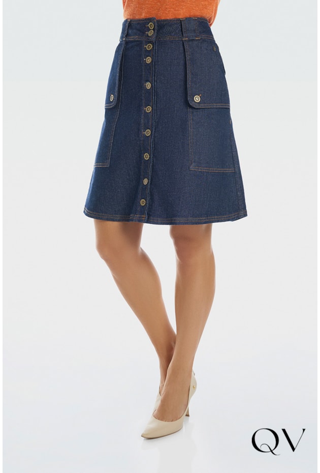 SAIA JEANS COM MAXI BOLSOS - VIA TOLENTINO SAIA JEANS COM MAXI BOLSOS - VIA TOLENTINO