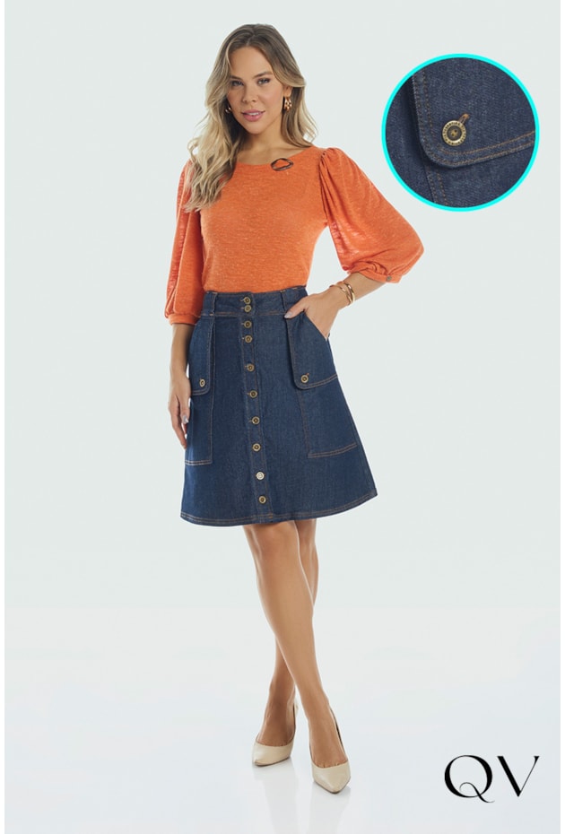 SAIA JEANS COM MAXI BOLSOS - VIA TOLENTINO SAIA JEANS COM MAXI BOLSOS - VIA TOLENTINO