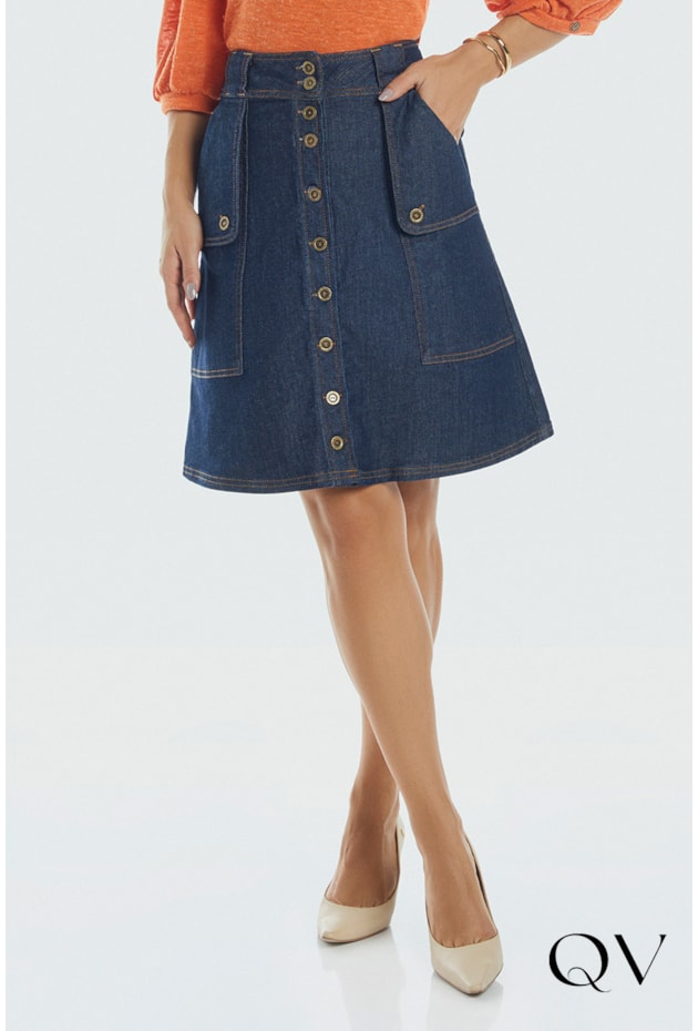 SAIA JEANS COM MAXI BOLSOS - VIA TOLENTINO SAIA JEANS COM MAXI BOLSOS - VIA TOLENTINO