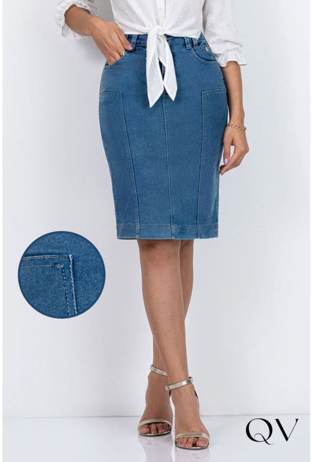 SAIA JEANS COM RECORTES E PASSANTES DUPLO - VIA TOLENTINO SAIA JEANS COM RECORTES E PASSANTES DUPLO - VIA TOLENTINO
