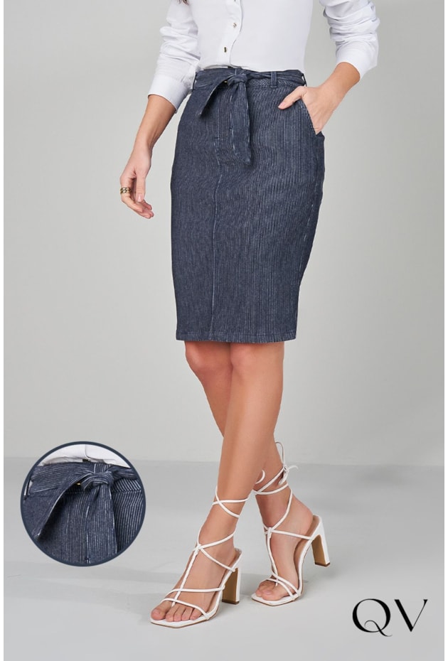 SAIA JEANS COTELE COM FAIXA - TITANIUM JEANS SAIA JEANS COTELE COM FAIXA - TITANIUM JEANS