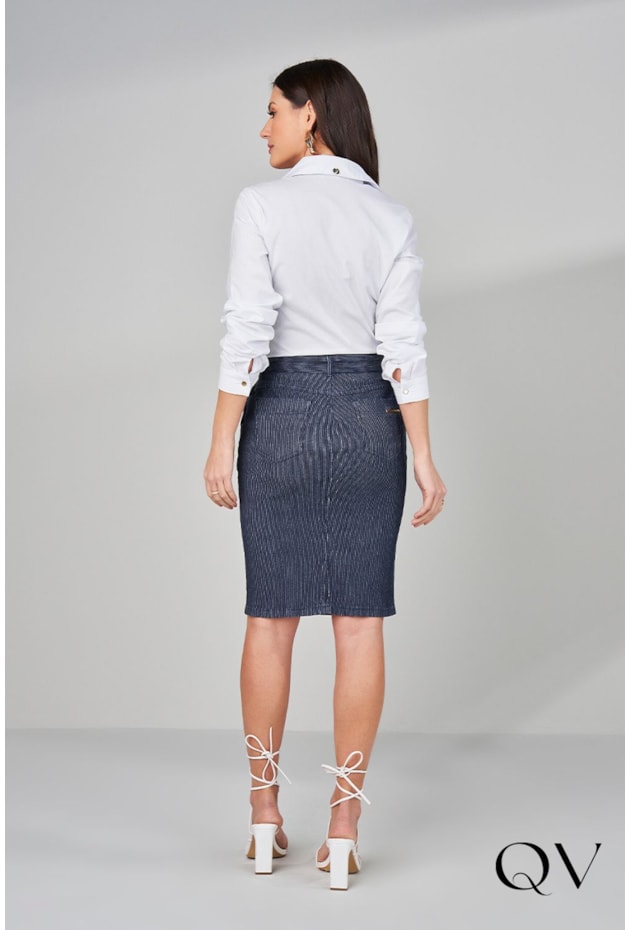 SAIA JEANS COTELE COM FAIXA - TITANIUM JEANS SAIA JEANS COTELE COM FAIXA - TITANIUM JEANS