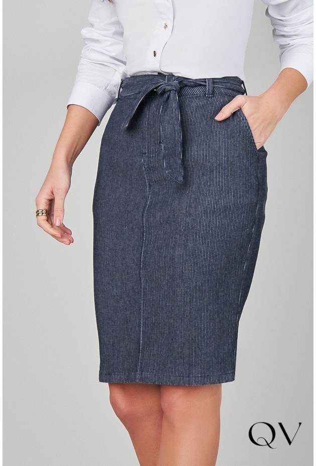 SAIA JEANS COTELE COM FAIXA - TITANIUM JEANS SAIA JEANS COTELE COM FAIXA - TITANIUM JEANS