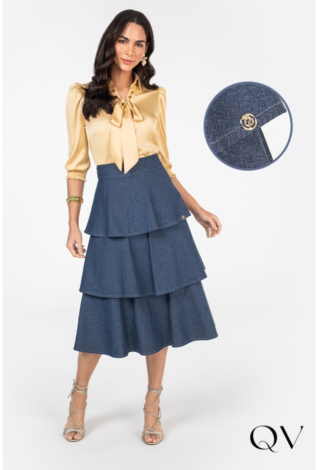 SAIA JEANS EM CAMADAS - VIA TOLENTINO SAIA JEANS EM CAMADAS - VIA TOLENTINO