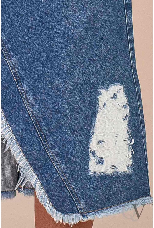 SAIA JEANS EVASÊ BARRADO ASSIMÉTRICO DET DESFIADO - TITANIUM JEANS SAIA JEANS EVASÊ BARRADO ASSIMÉTRICO DET DESFIADO - TITANIUM JEANS