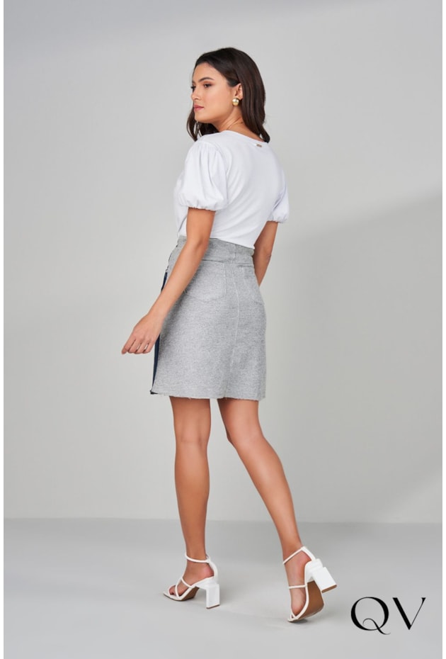 SAIA JEANS EVASÊ COM MOLETOM - TITANIUM JEANS SAIA JEANS EVASÊ COM MOLETOM - TITANIUM JEANS