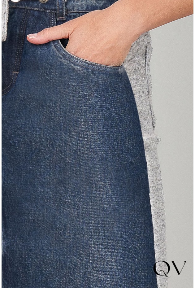 SAIA JEANS EVASÊ COM MOLETOM - TITANIUM JEANS SAIA JEANS EVASÊ COM MOLETOM - TITANIUM JEANS