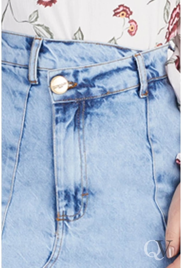 SAIA JEANS EVASÊ CÓS DESLOCADO DETALHE DESTROYED - TITANIUM JEANS SAIA JEANS EVASÊ CÓS DESLOCADO DETALHE DESTROYED - TITANIUM JEANS