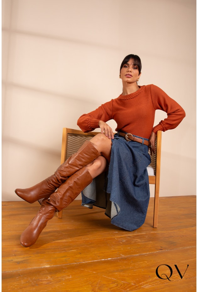 SAIA JEANS EVASÊ MIDI AZUL - LEKAZIS  SAIA JEANS EVASÊ MIDI AZUL - LEKAZIS