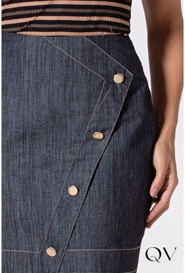 SAIA JEANS FECHAMENTO ASSIMÉTRICO - LAURA ROSA SAIA JEANS FECHAMENTO ASSIMÉTRICO - LAURA ROSA