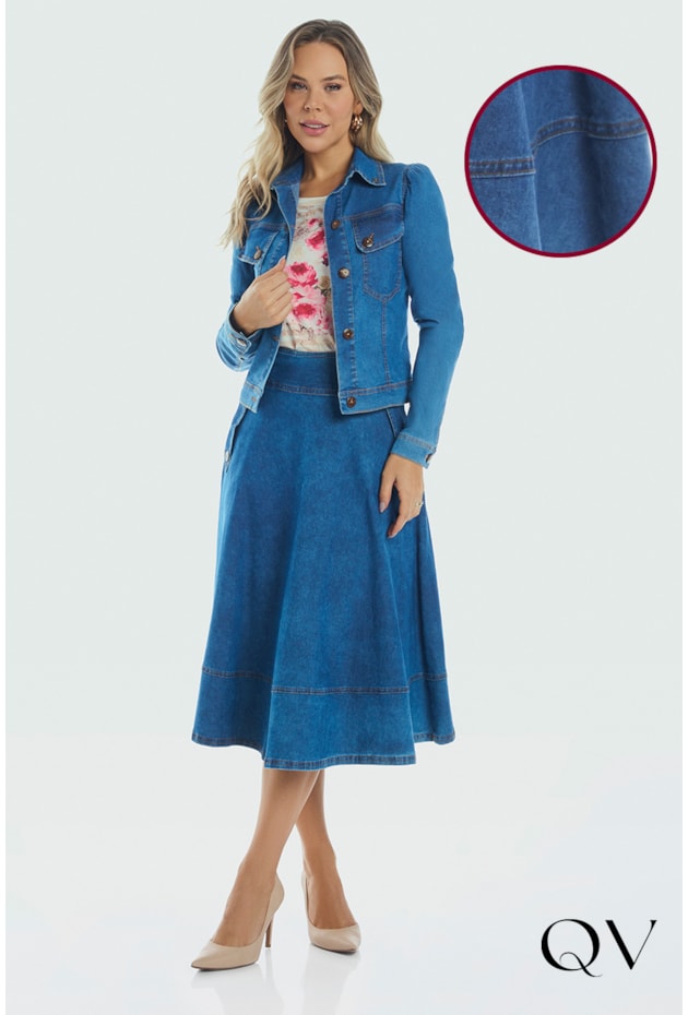 SAIA JEANS GODÊ BOLSOS COM LAPELA - VIA TOLENTINO SAIA JEANS GODÊ BOLSOS COM LAPELA - VIA TOLENTINO