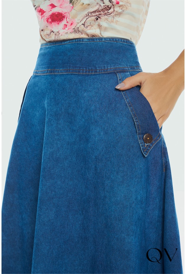 SAIA JEANS GODÊ BOLSOS COM LAPELA - VIA TOLENTINO SAIA JEANS GODÊ BOLSOS COM LAPELA - VIA TOLENTINO