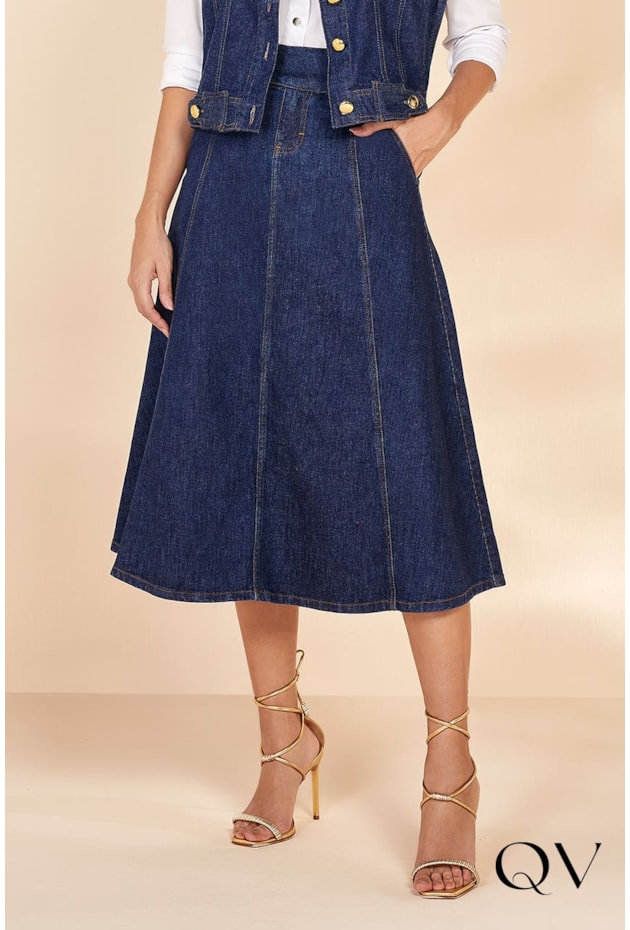 SAIA JEANS GODÊ COM RECORTES VERTICAIS - TITANIUM JEANS SAIA JEANS GODÊ COM RECORTES VERTICAIS - TITANIUM JEANS