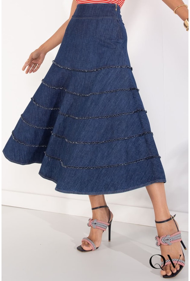 SAIA JEANS GODÊ RECORTES DESFIADOS - LEKAZIS SAIA JEANS GODÊ RECORTES DESFIADOS - LEKAZIS