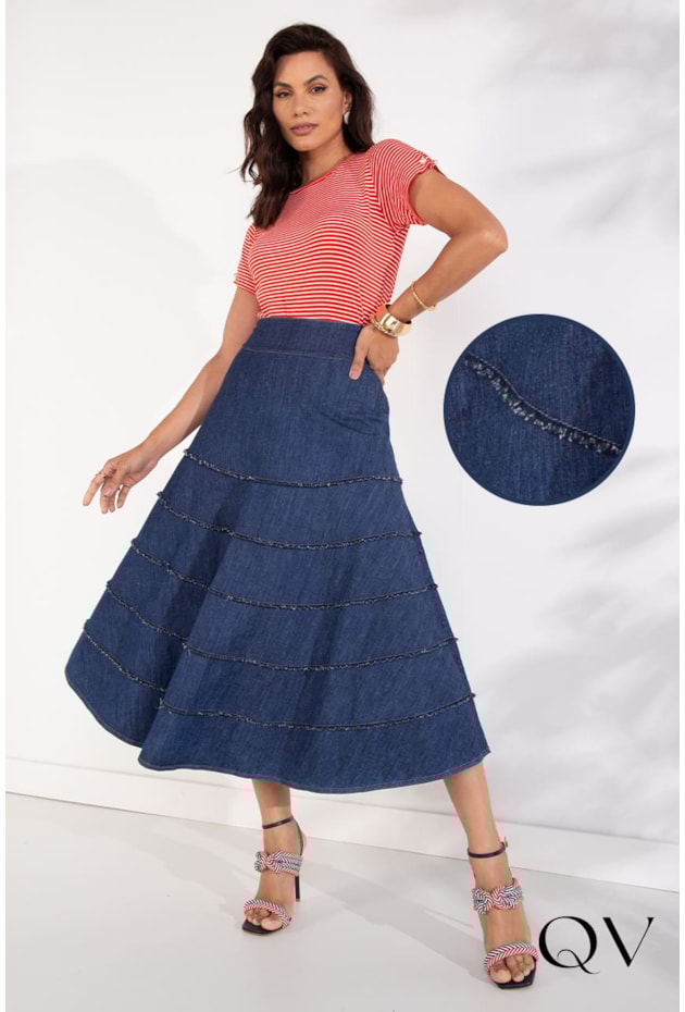 SAIA JEANS GODÊ RECORTES DESFIADOS - LEKAZIS SAIA JEANS GODÊ RECORTES DESFIADOS - LEKAZIS