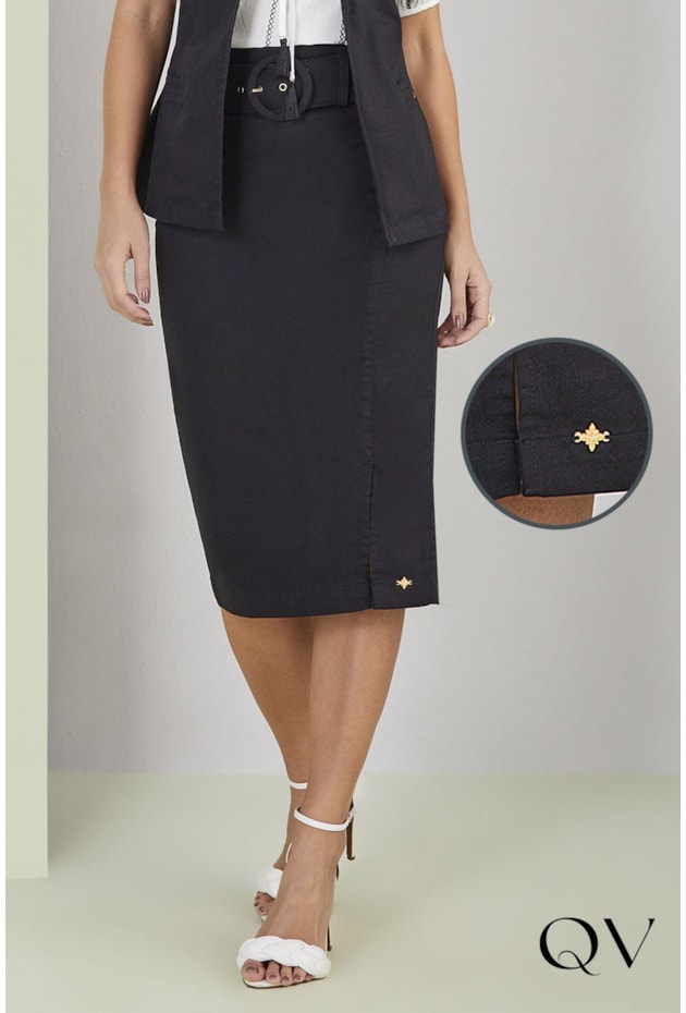 SAIA JEANS LÁPIS PRETO - TITANIUM JEANS SAIA JEANS LÁPIS PRETO - TITANIUM JEANS