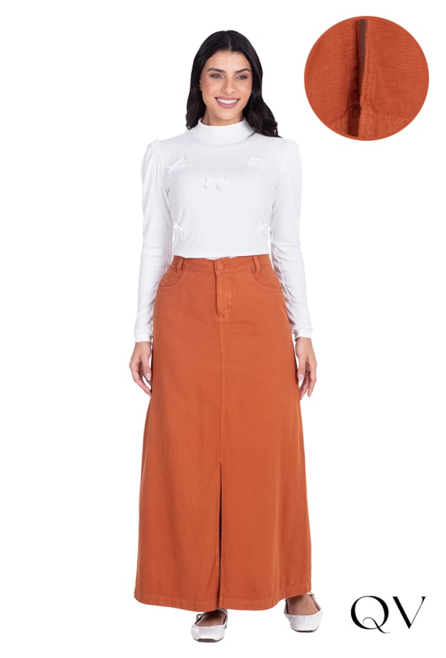 SAIA JEANS LONGUETE COM FENDA CARAMELO - HAPUK SAIA JEANS LONGUETE COM FENDA CARAMELO - HAPUK