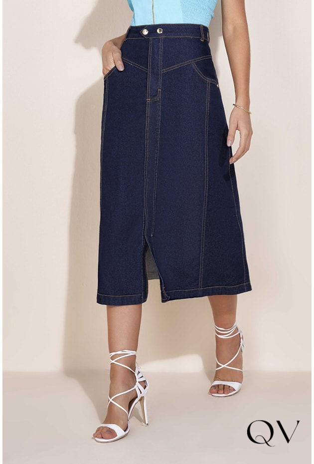 SAIA JEANS MAXI MIDI COM FENDA - TITANIUM JEANS SAIA JEANS MAXI MIDI COM FENDA - TITANIUM JEANS