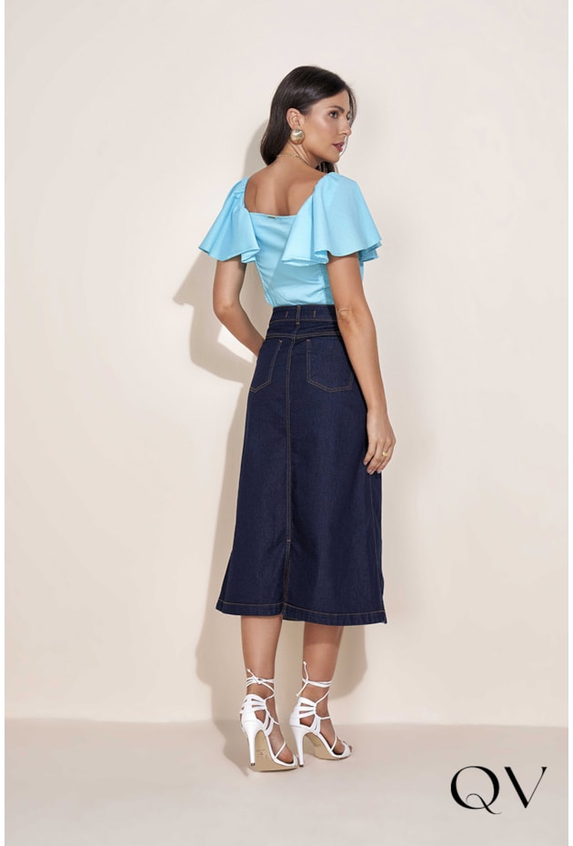 SAIA JEANS MAXI MIDI COM FENDA - TITANIUM JEANS SAIA JEANS MAXI MIDI COM FENDA - TITANIUM JEANS