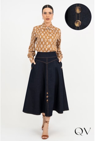 SAIA JEANS MIDI GODÊ AZUL - VIA TOLENTINO