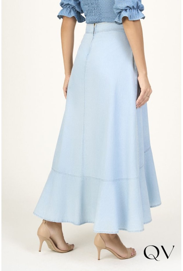 SAIA JEANS MULLET COM BOTÕES ENCAPADOS - VIA TOLETINO SAIA JEANS MULLET COM BOTÕES ENCAPADOS - VIA TOLETINO