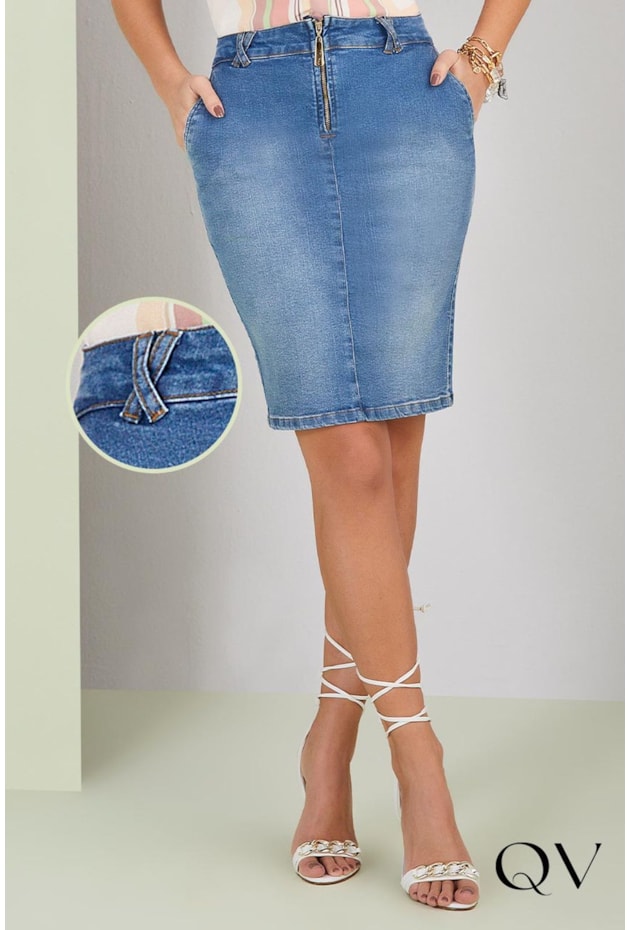 SAIA JEANS RETA ZÍPER - TITANIUM JEANS SAIA JEANS RETA ZÍPER - TITANIUM JEANS