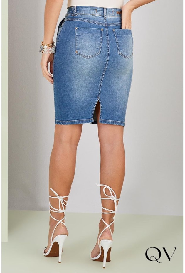 SAIA JEANS RETA ZÍPER - TITANIUM JEANS SAIA JEANS RETA ZÍPER - TITANIUM JEANS