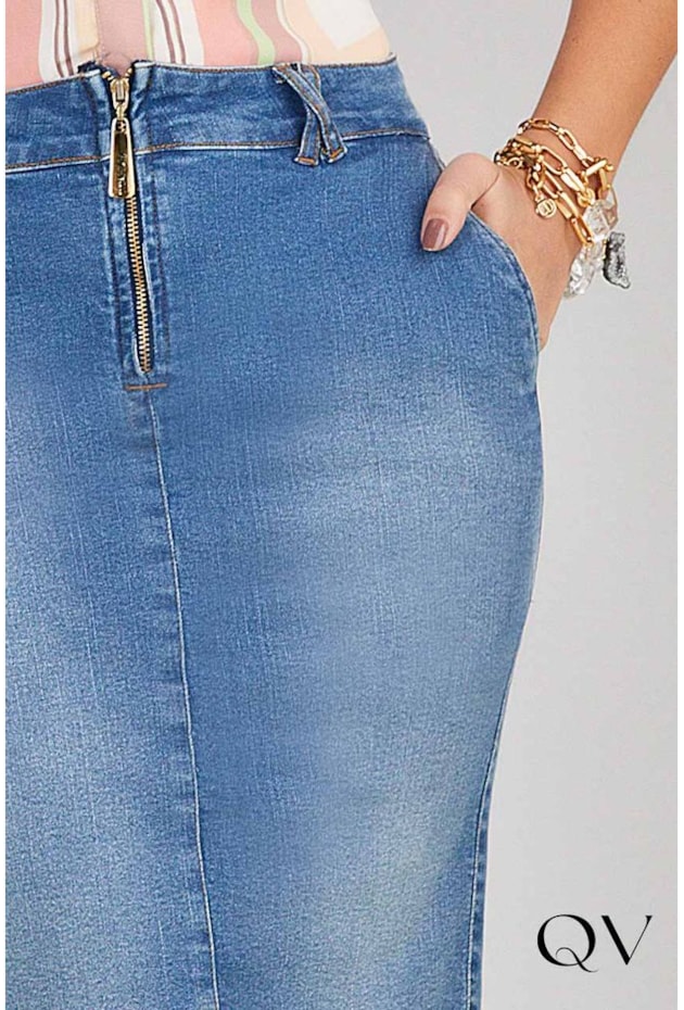 SAIA JEANS RETA ZÍPER - TITANIUM JEANS SAIA JEANS RETA ZÍPER - TITANIUM JEANS