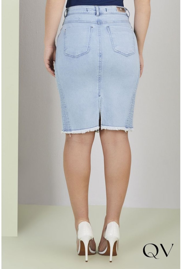 SAIA JEANS TRADICIONAL BARRA DESFIADA - TITANIUM JEANS SAIA JEANS TRADICIONAL BARRA DESFIADA - TITANIUM JEANS