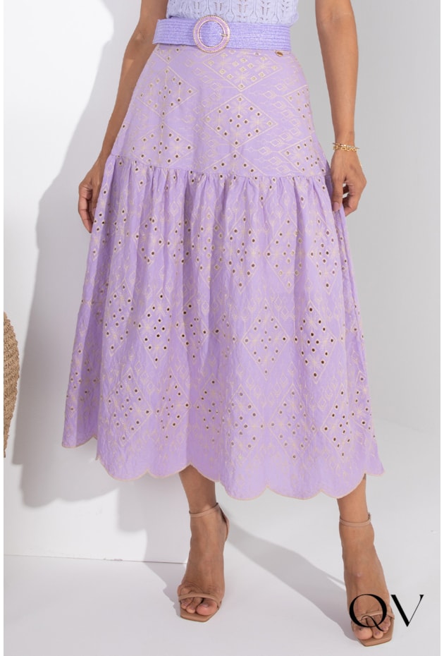 SAIA LAISE BORDADO LILÁS - LEKAZIS SAIA LAISE BORDADO LILÁS - LEKAZIS