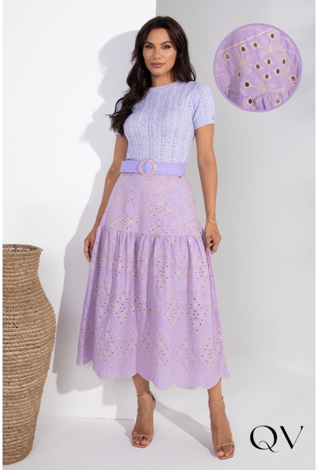 SAIA LAISE BORDADO LILÁS - LEKAZIS SAIA LAISE BORDADO LILÁS - LEKAZIS