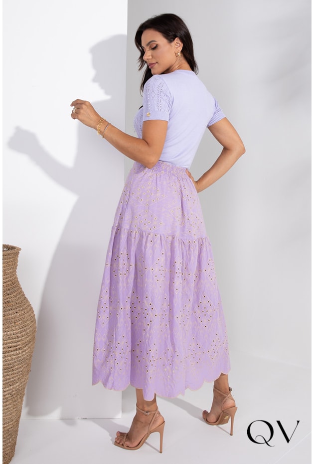 SAIA LAISE BORDADO LILÁS - LEKAZIS SAIA LAISE BORDADO LILÁS - LEKAZIS