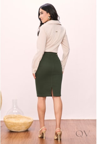 SAIA LÁPIS EM COLLOR COM ZÍPER VERDE - TITANIUM JEANS