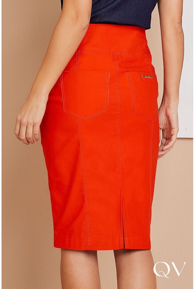 SAIA LÁPIS EM SARJA LARANJA - TITANIUM JEANS SAIA LÁPIS EM SARJA LARANJA - TITANIUM JEANS