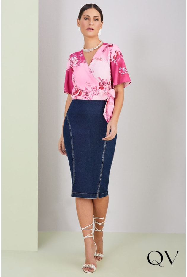 SAIA LÁPIS JEANS - TITANIUM JEANS SAIA LÁPIS JEANS - TITANIUM JEANS