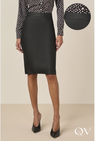 Produto SAIA LÁPIS RESINADO PRETO - TITANIUM JEANS