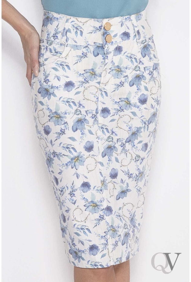 SAIA LÁPIS SARJA MIX FLORAL - LAURA ROSA SAIA LÁPIS SARJA MIX FLORAL - LAURA ROSA
