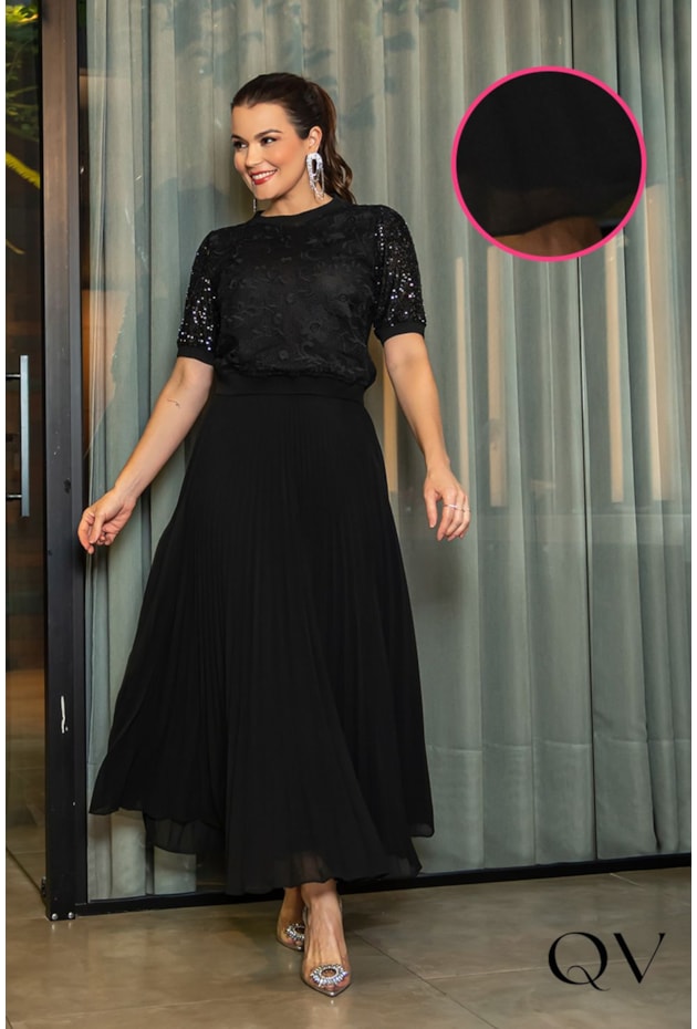 SAIA LONGA CHIFFON PLISSADA PRETO - LUZIA FAZZOLLI SAIA LONGA CHIFFON PLISSADA PRETO - LUZIA FAZZOLLI