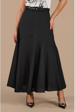 SAIA LONGA COM PASSANTES EM VISCOLINHO PRETO - JANY PIM