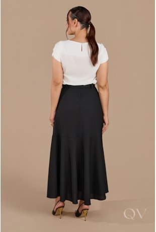SAIA LONGA COM PASSANTES EM VISCOLINHO PRETO - JANY PIM