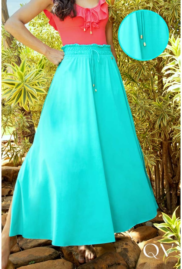 SAIA LONGA COM SHORTS VERDE ÁGUA - LEKAZIS SAIA LONGA COM SHORTS VERDE ÁGUA - LEKAZIS