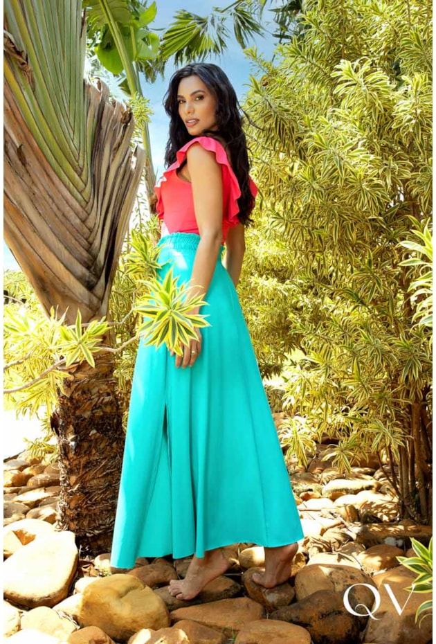 SAIA LONGA COM SHORTS VERDE ÁGUA - LEKAZIS SAIA LONGA COM SHORTS VERDE ÁGUA - LEKAZIS