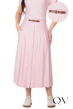 SAIA LONGA EM MALHA VISCOSE MESCLADA COM LINHO ROSA - HAPUK