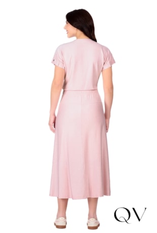 SAIA LONGA EM MALHA VISCOSE MESCLADA COM LINHO ROSA - HAPUK