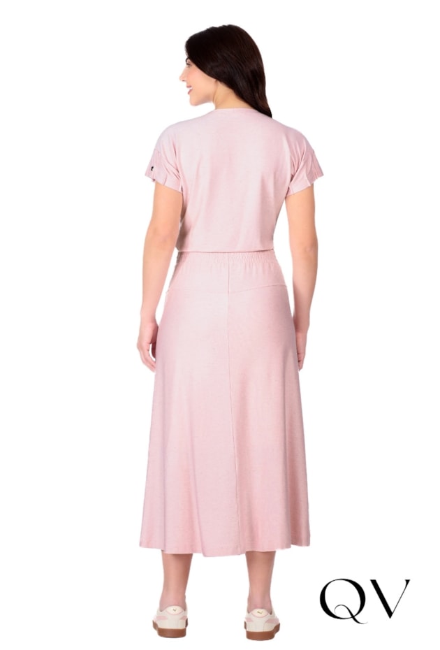 SAIA LONGA EM MALHA VISCOSE MESCLADA COM LINHO ROSA - HAPUK