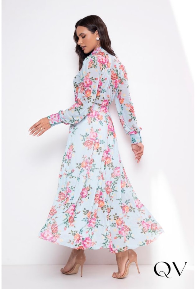 SAIA LONGA EM TULE FLORAL AZUL - LEKAZIS SAIA LONGA EM TULE FLORAL AZUL - LEKAZIS