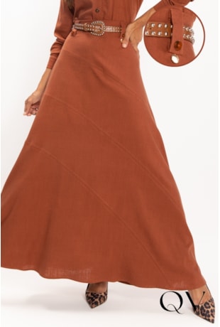 SAIA LONGA EM VISCOLINHO CARAMELO - LEKAZIS SAIA LONGA EM VISCOLINHO CARAMELO - LEKAZIS