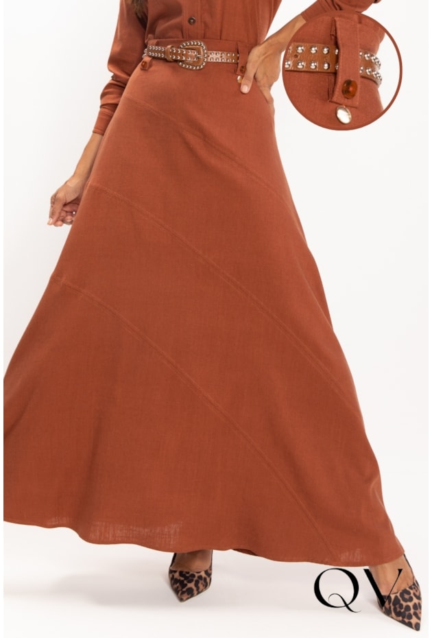 SAIA LONGA EM VISCOLINHO CARAMELO - LEKAZIS