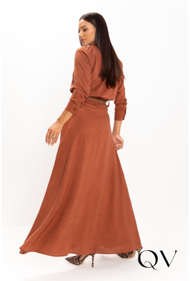 SAIA LONGA EM VISCOLINHO CARAMELO - LEKAZIS