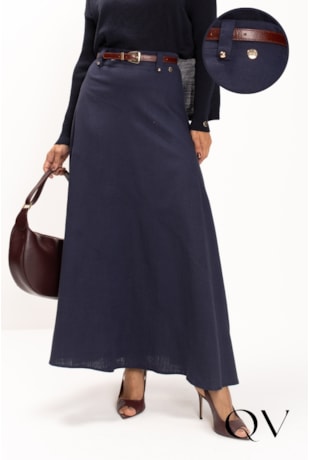 SAIA LONGA EM VISCOSE AZUL MARINHO - LEKAZIS